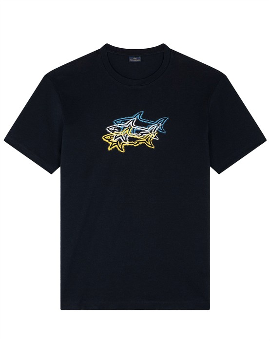 Multicolor Shark Print T-shirt